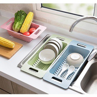 Rổ Gác Bồn Rửa Bát Gấp Gọn Đa Năng Lúa Mạch Tiện Dụng