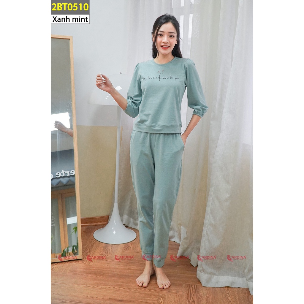 Đồ bộ thể thao Nữ thu đông Cardina đẹp, giá tốt, vải cotton cao cấp 4 màu dễ mặc quần dài, tay lỡ bo chun