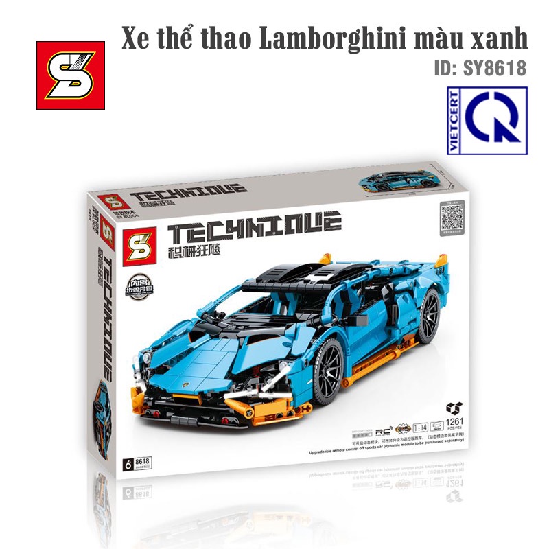 Đồ chơi lắp ráp xe Technic mô hình siêu xe Lamborghini màu xanh  - SY BLOCK 8618