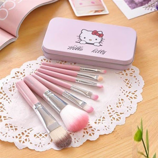 Hộp 7 cọ trang điểm Kitty - bộ cọ make up Hello Kitty