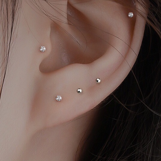 Bông tai nữ nhỏ 2mm , khuyên tai bạc ta chuẩn