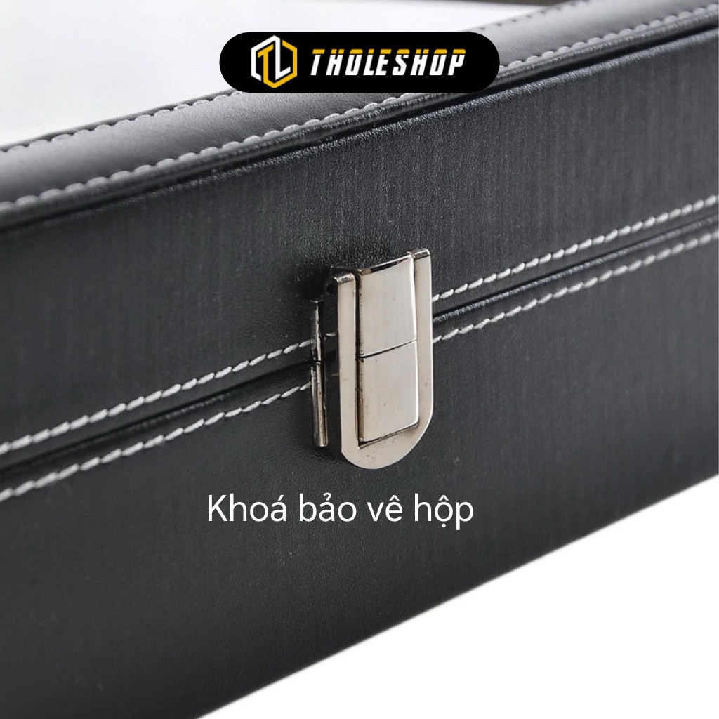 Hộp Đựng Đồng Hồ - Hộp Bảo Quản Đồng Hồ Bọc Da 10 Ngăn Có Khóa Chốt 8748