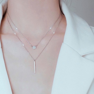 Dây chuyền nữ bạc đẹp, vòng cổ bạc dây chuyền đôi dáng dài đính đá