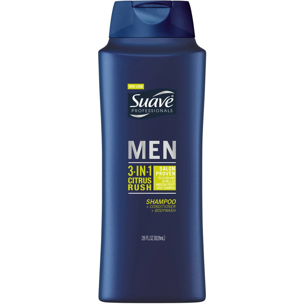 Dầu Tắm, Gội, Xả Suave Men 3 In 1 828ml