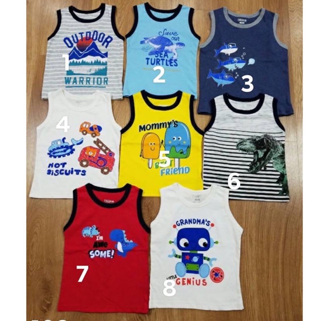 Áo thun ba lỗ sát nách bé trai xuất dư size 1-5t