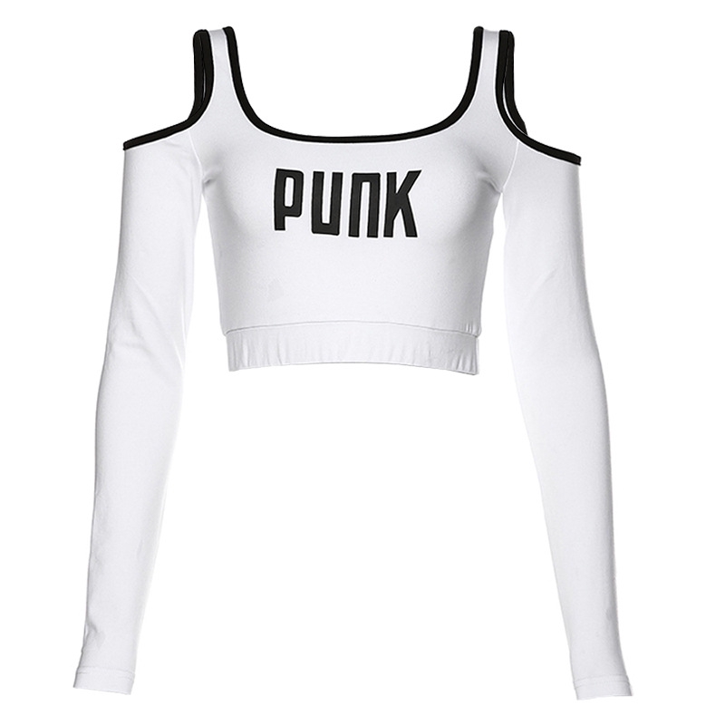 DUNEA Women's new style strapless letter print cropped top T-shirt