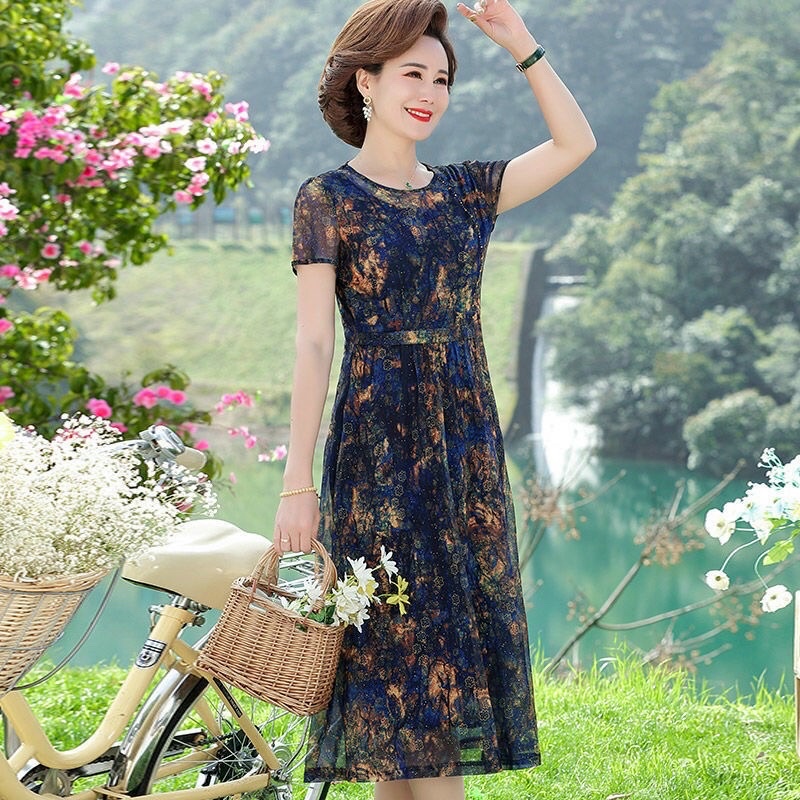 Đầm ren nữ trung niên cao cấp kiểu dáng sang trọng QCNP4235