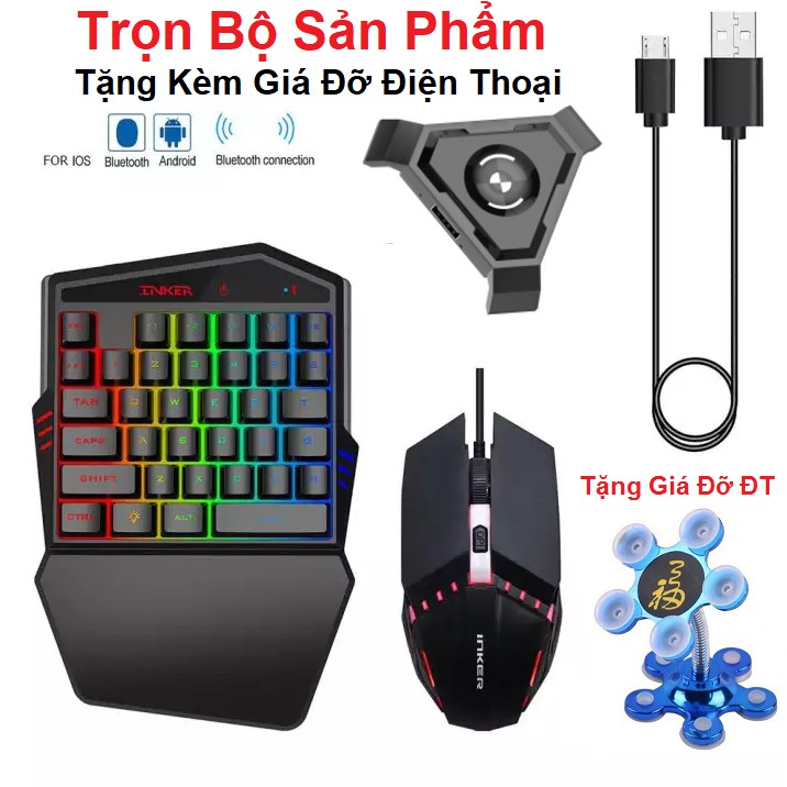 Bộ Phím Chuột, Siêu Phẩm Chơi Game PUBG, Freefire Tặng Giá Đỡ ĐT - Hỗ Trợ Chơi Game Bluetooth Trên Android, ios