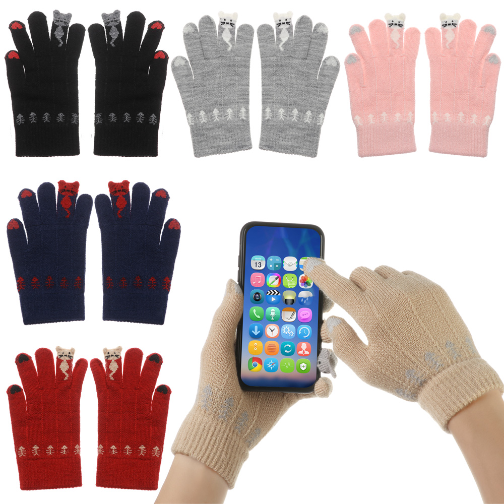 Găng Tay Giữ Ấm Cảm Ứng Hình Mèo Đáng Yêu