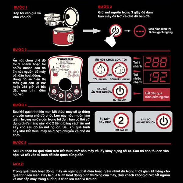 [Mã ELHAMS5 giảm 6% đơn 300K] Máy làm tỏi đen Tiross TS906 - 5 lít