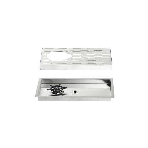 Khay rửa ca , ly quầy bar khuyên khối âm sàn inox 304 ( 425 x 230mm )