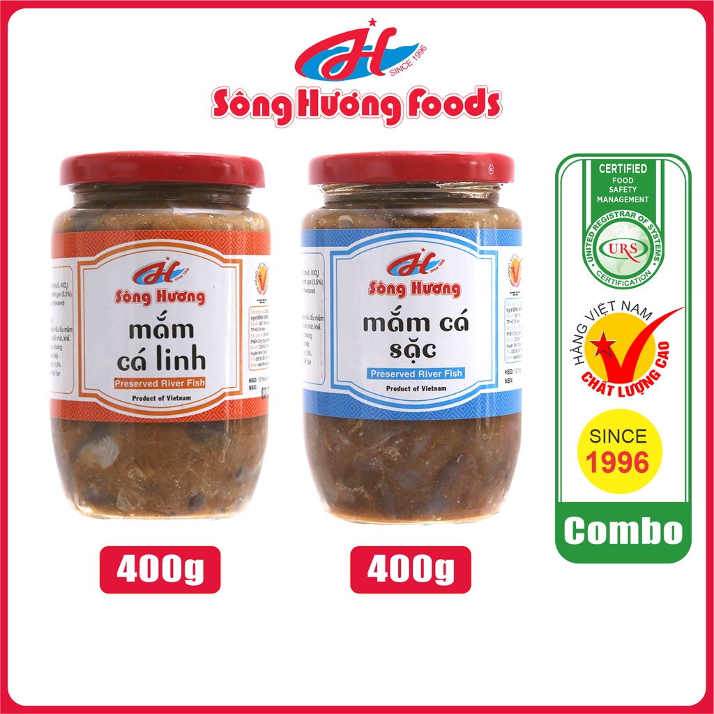 Combo 1 Hũ Mắm Cá Linh 400g + 1 Hũ Mắm Cá Sặc 400g Sông Hương Foods - Nấu lẩu mắm , Chưng trứng , mắm chưng, bún