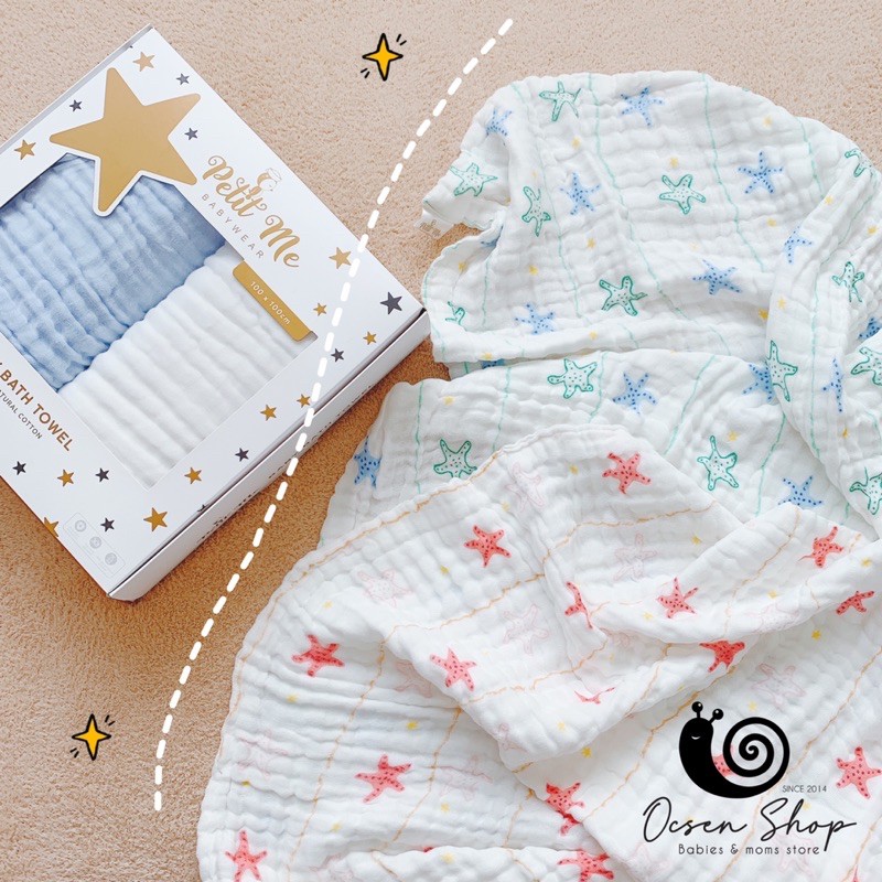 SET 2 KHĂN TẮM 6 LỚP 100% COTTON ORGANIC PETIT ME