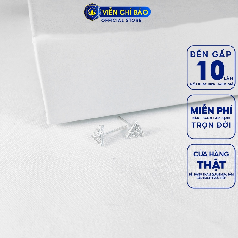 Bông tai bạc nữ hình Tam giác lấp lánh chất liệu bạc 925 thời trang phụ kiện trang sức nữ Viễn Chí Bảo E045