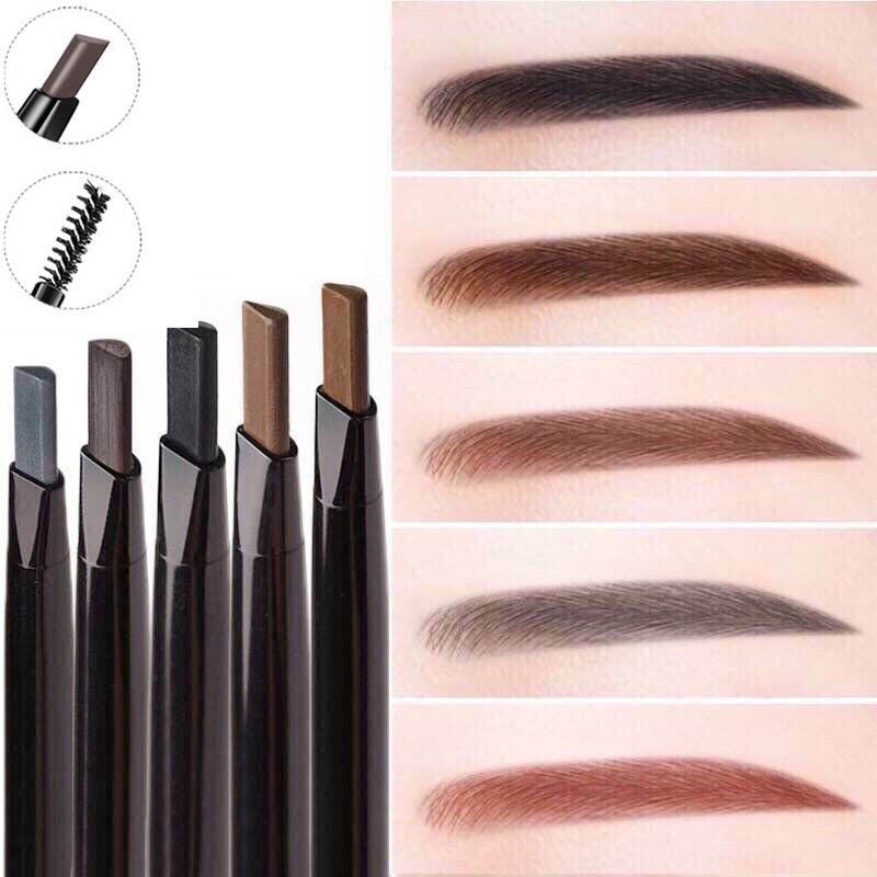 Chì kẻ lông mày hai đầu không thấm nước tiện dụng, bút kẻ chân mày lâu trôi hai đầu Eyebrow Pencil