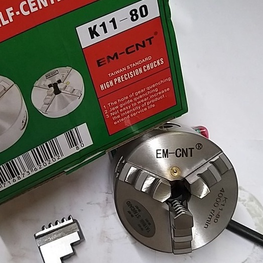 Mâm cặp 3 chấu máy tiện mini K11-80mm EM-CNT Hàng Chuẩn Đài Loan