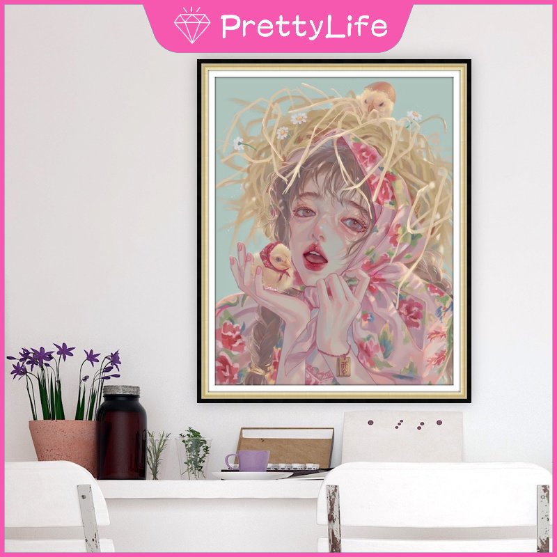 Bộ Tranh Đính Đá 5D Tự Làm 30x40cm / 40x50cm Hình Bé Gái / Cung Hoàng Đạo Trang Trí Nhà Cửa