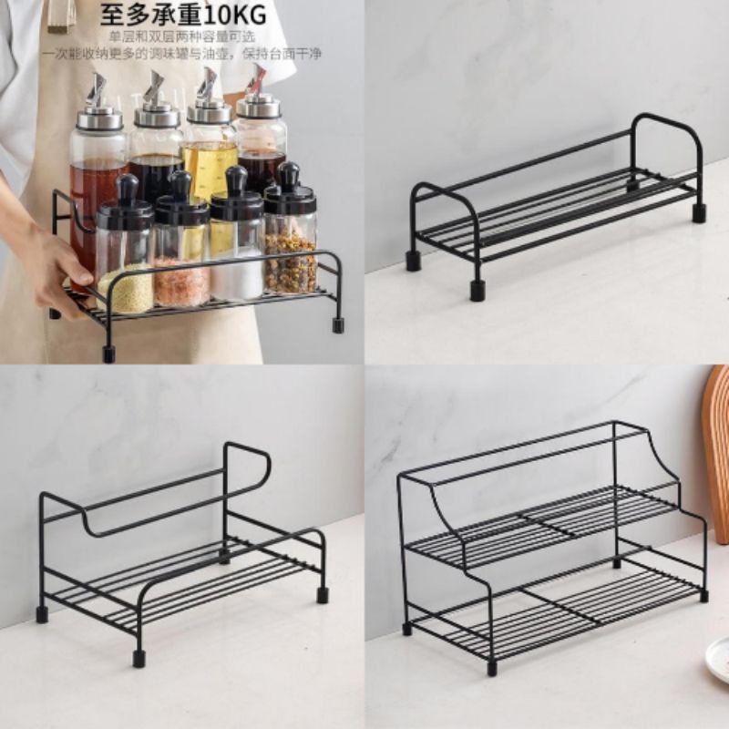 Kệ Sắt Gia Vị, Giá Đựng Gia Vị Phủ Sơn Tĩnh Điện Tiện Lợi 1 Tầng 2 Tầng Trong Nhà Bếp