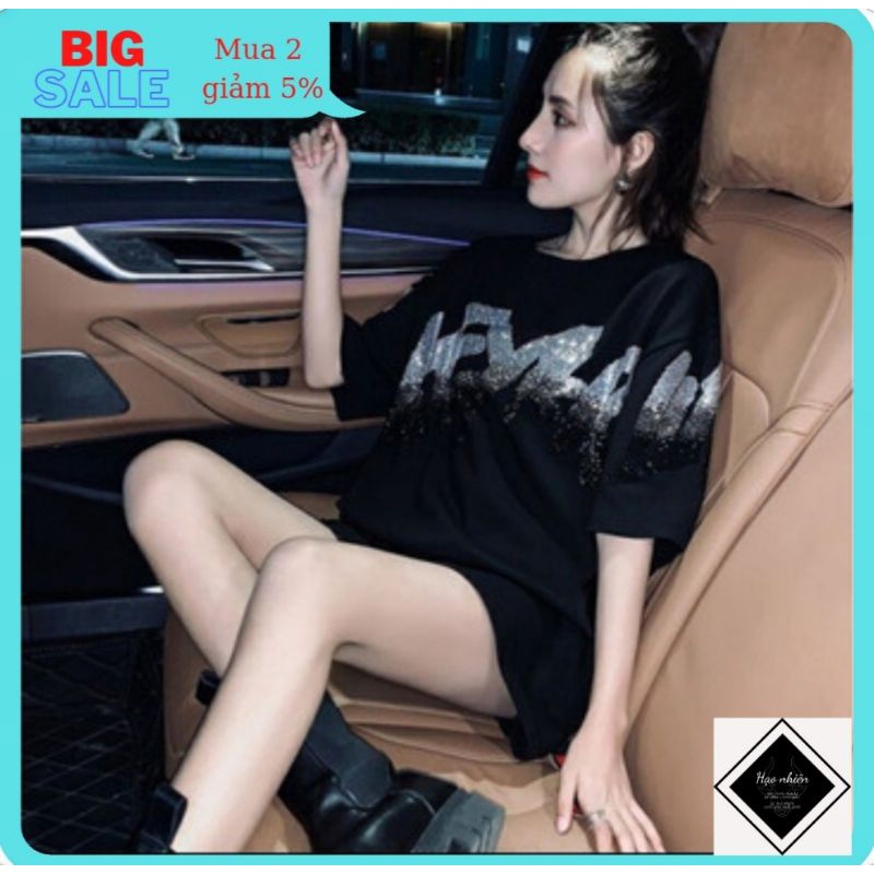 Áo thun ❤️FREESHIP❤️áo phông túi zip loại 1 from chuẩn freesize - đính đá chữ +kèm hình thật.