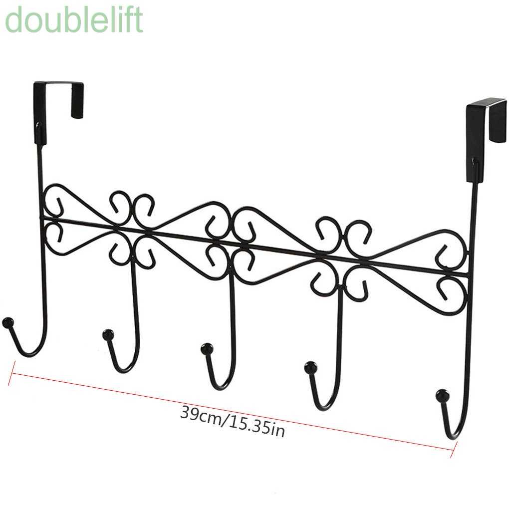 Giá đỡ treo mũ gắn cửa bằng kim loại kèm 5 móc trang trí nhà ở/văn phòng