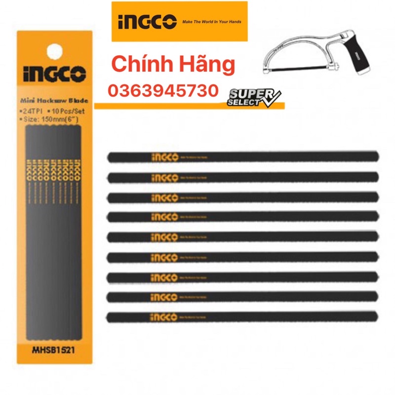 ĐỒ NGHỀ INGCO Bộ 10 lưỡi cưa sắt mini 6"MHSB1521