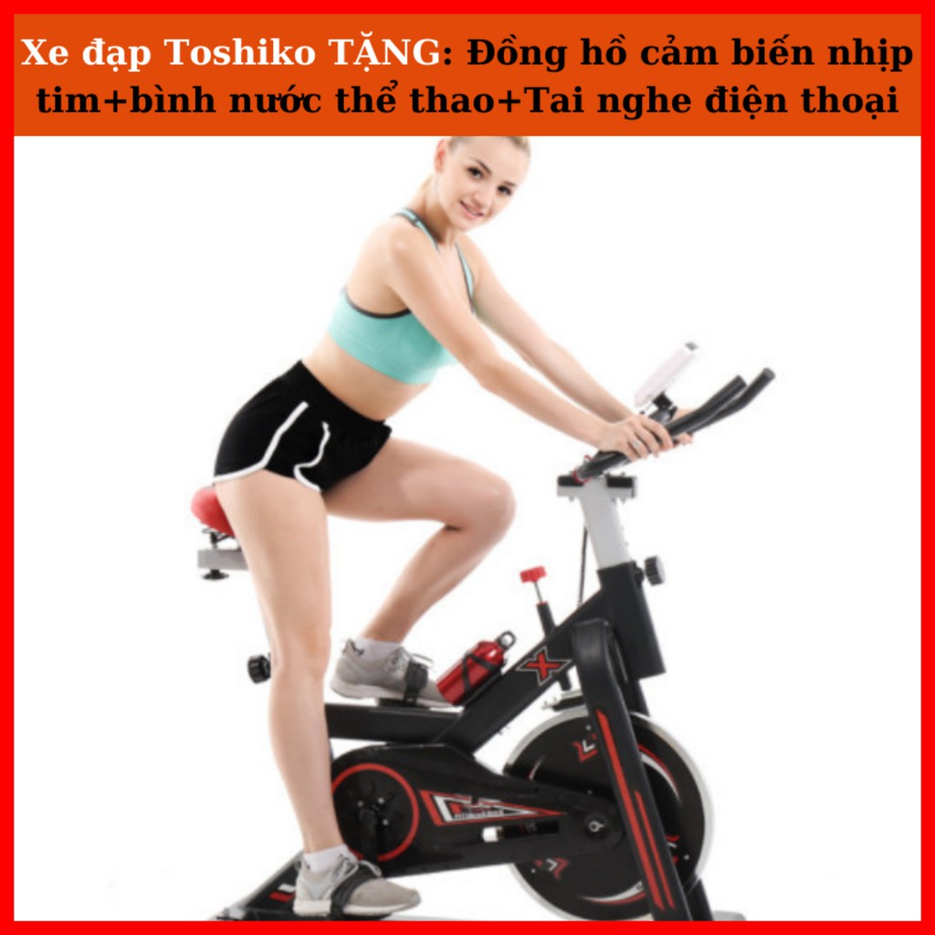 Xe đạp tập thể dục thể thao Toshiko X8 Tặng Đồng hồ cảm biến nhịp tim+ Bình nước thể thao+ Tai nghe điện thoại