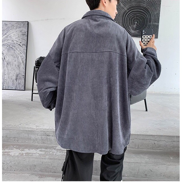 Áo sơ mi khoác ngoài form rộng - somi nhung tăm nam nữ oversize số 3 - 2N Unisex