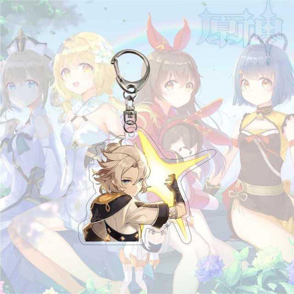 Móc Khóa Xe Hơi Hai Mặt Trong Suốt Hình Anime Genshin Va Chạm Cho Người Hâm Mộ