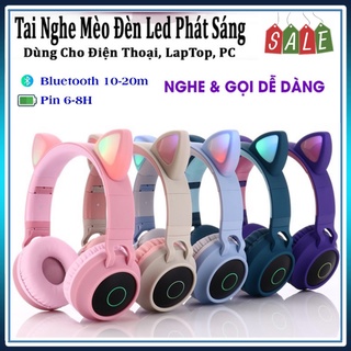 Tai Nghe Blutooth ⭐FREE SHIP⭐ Tai Nghe Mèo Kết Nối Bluetooth Siêu Đáng Yêu Có Mic, Âm Bass Mạnh Mẽ