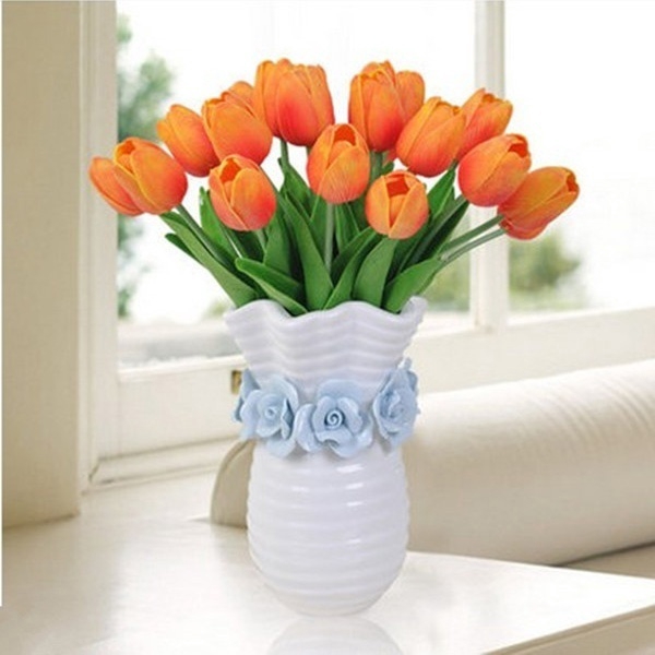 Hoa tulip giả bằng latex PU trang trí lãng mạn