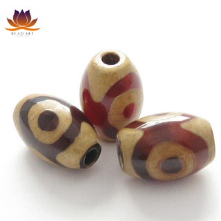 Hạt Đá Mã Não Dzi 3 Mắt - Size Hạt 15 x 10 MM (Đá Có Xử Lý)