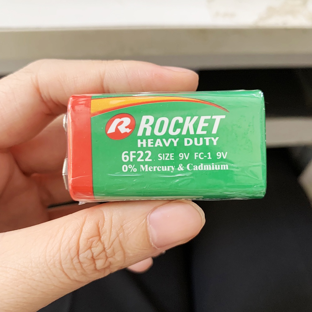 [GIÁ SỈ] Hộp 10 viên pin 9V Rocket 6F22 DT/1S - Pin vuông Cacbon chính hãng cho nhiều thiết bị