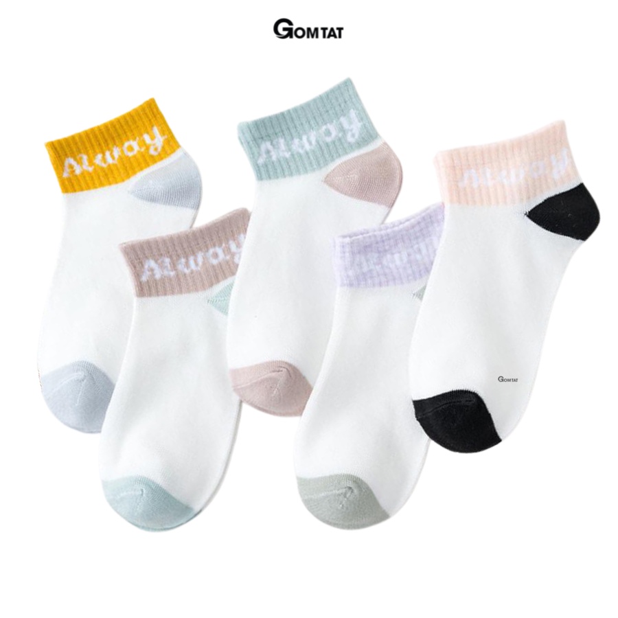 Set 5 Đôi Tất Nữ Cổ Ngắn GOMTAT Nhiều Màu Dễ Thương, Vớ Nữ Cổ Thấp Phong Cách Hàn Quốc - CB040