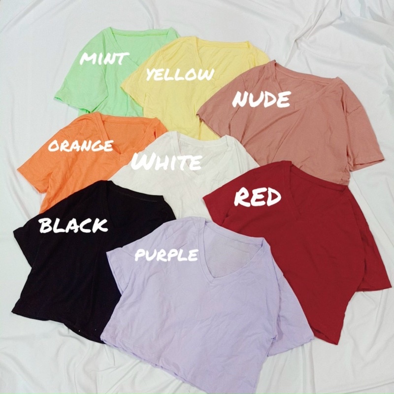 Áo croptop cổ tim, cổ v thun giấy - Z4U