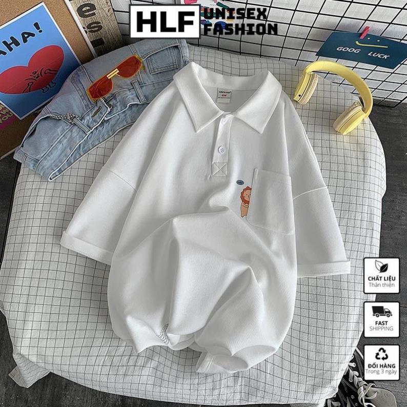 Áo Thun Nam Nữ Polo Cổ Bẻ Hàn Quốc Sư Tử Dày Mịn Thoáng Mát Thiết Kế Thời Trang Kiểu Dáng Năng Động Trẻ Trung