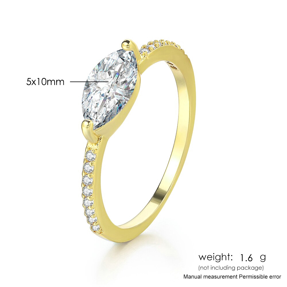 ZHOUYANG cưới Nhẫn For the phụ nữ đơn giản Elegant Oval Zircon Ánh sáng Vàng Bạc Màu Đảng ngón đeo nhẫn quà tặng trang sức R870