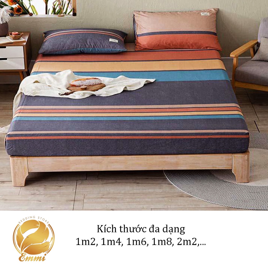 Bộ ga,gối,Ga Giường EMMIBEDDING STORE,mẫu kẻ sắc màu