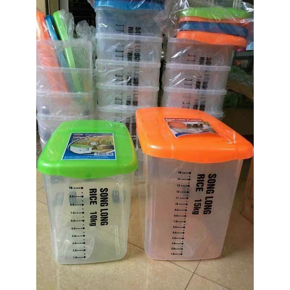 Thùng đựng gạo Song Long có bánh xe 10kg - Màu ngẫu nhiên