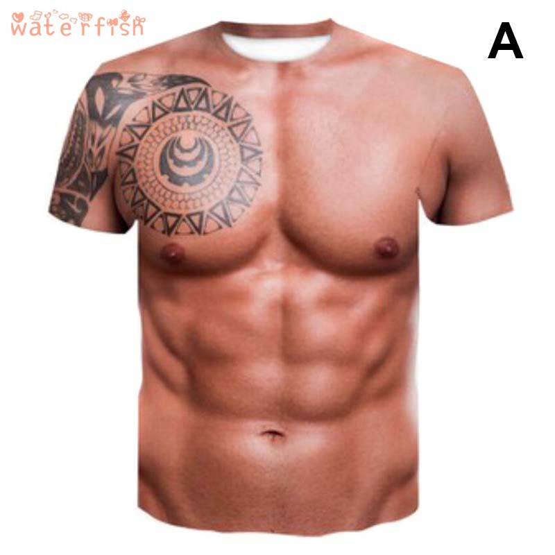 Muscle Tattoo Print T-Shirt Men Short Sleeve 3D Digital Printing T- | BigBuy360 - bigbuy360.vn