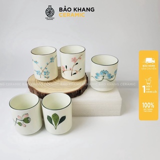Cốc ly uống nước - cốc uống trà bằng sứ giữ nhiệt Gốm Sứ Bát Tràng