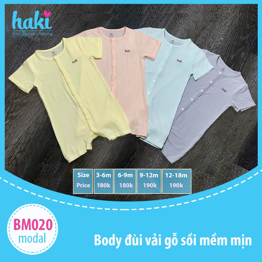 [Mã SKAMLTSM9 giảm 10% đơn 99K] Bộ romper (Body đùi) vải gỗ sồi (Modal) cho bé sơ sinh chính hãng HAKI BM020