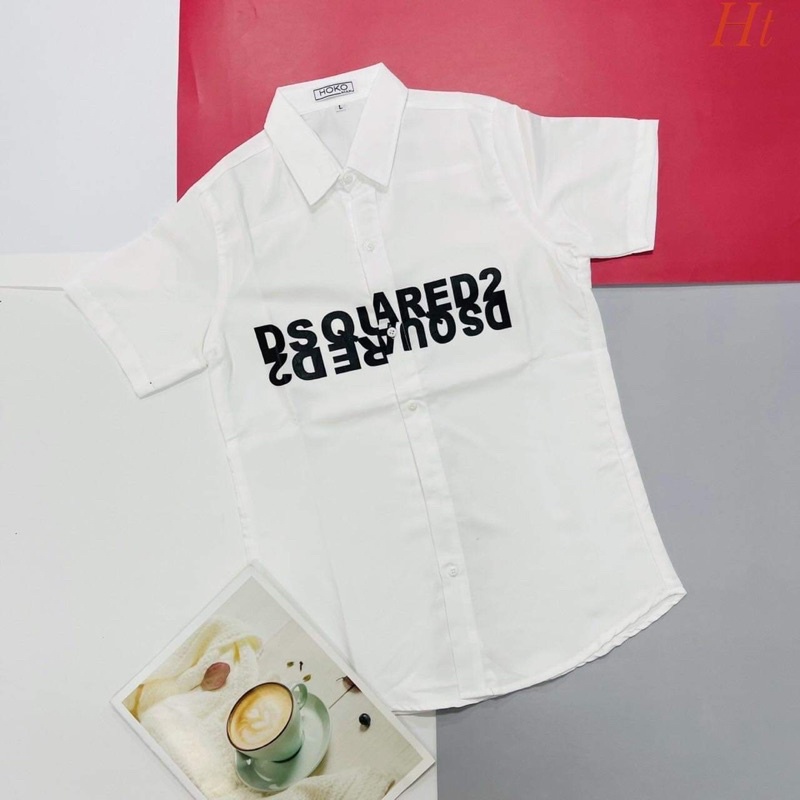 Áo sơ mi chữ DSQ cộc tay H2A879