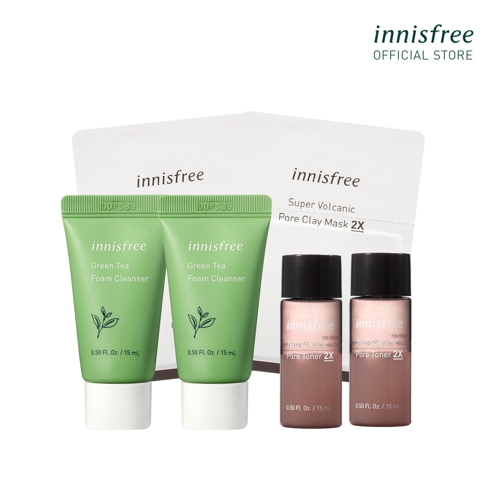 (Quà tặng) Bộ làm sạch và se khít lỗ chân lông Innisfree Volcanic Pore Set