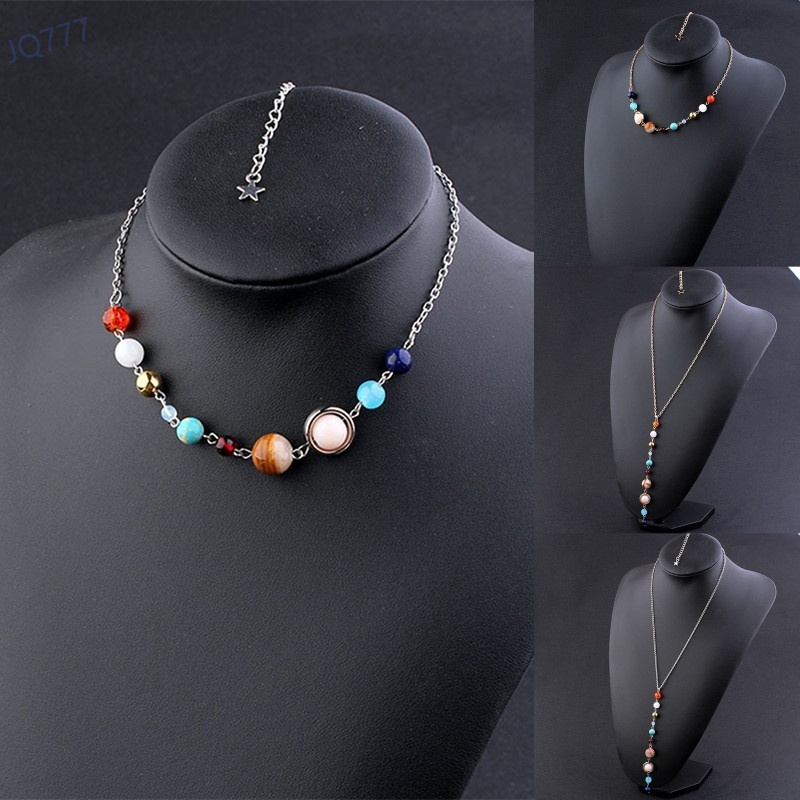 Fashion Necklace Universe Galaxy The Eight Planets Solar System Beads Bracelet Energy Star Natural Stone Necklace