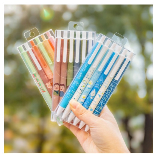 Set 6 bút bi bút bi bấm mực gel ngòi 0.5mm vỏ kiểu hình hoạt hình dễ thương