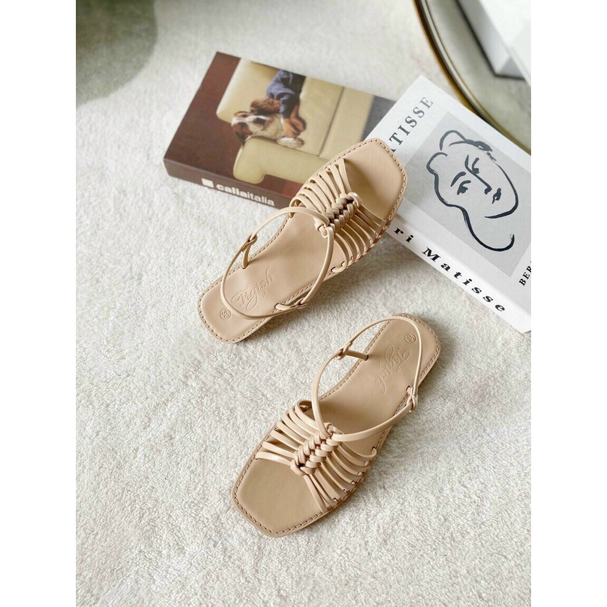 Giày Sandal Nữ- Giày Sandal Tigish Trệt Đan Rọ Cute Cho Mùa Du Lịch Hè