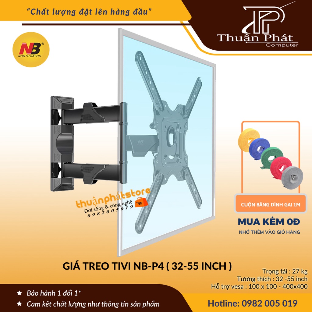 Giá Treo Tivi Xoay Đa Năng NB P4 32 - 55 inch - Giá Treo Tivi Góc Tường - Chính Hãng NorthBayou