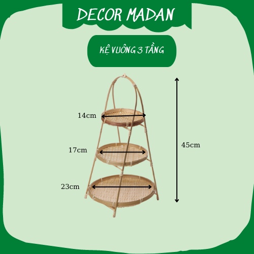 Kệ Mây Tre Đan 1,2, 3 Tầng Mẹt Tròn, Kệ Tháo Lắp Để Đồ Đa Năng Cho Nhà Bếp - Madan