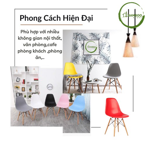 Ghế EAMES Nhập Khẩu Chân Gỗ Sồi Chống Mốc Phong Cách Hiện Đại, Ghế Văn Phòng, Ghế Cafe