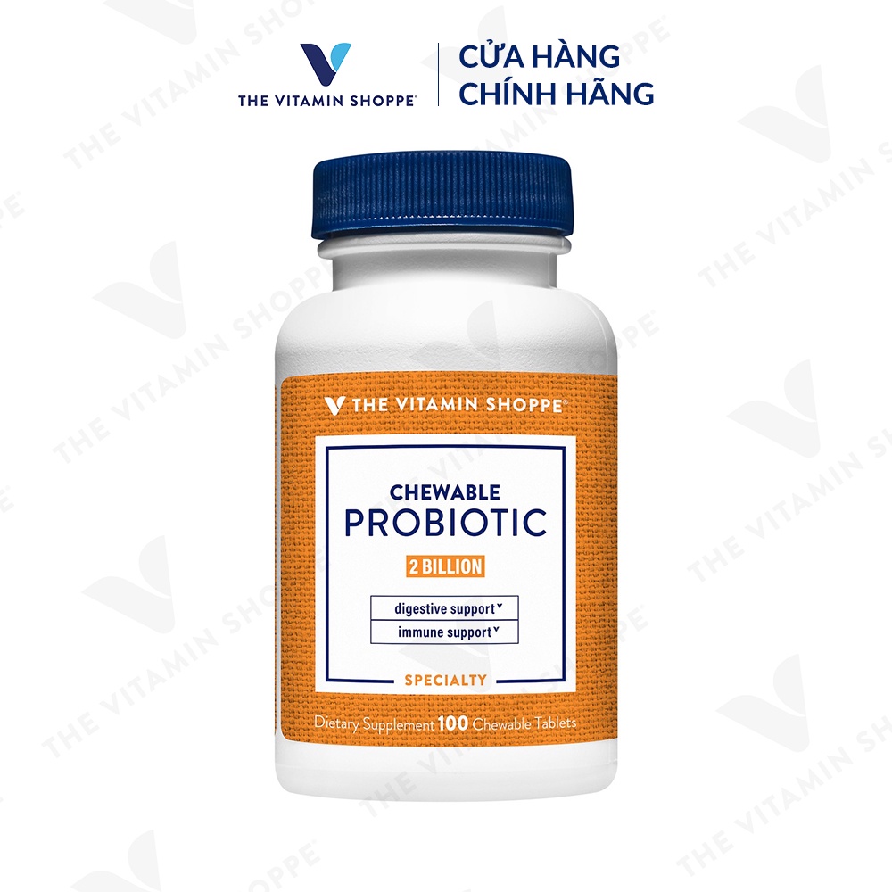 Viên uống hỗ trợ cân bằng hệ vi sinh đường ruột THE VITAMIN SHOPPE Chewable Probiotic 2 Billion 100 viên